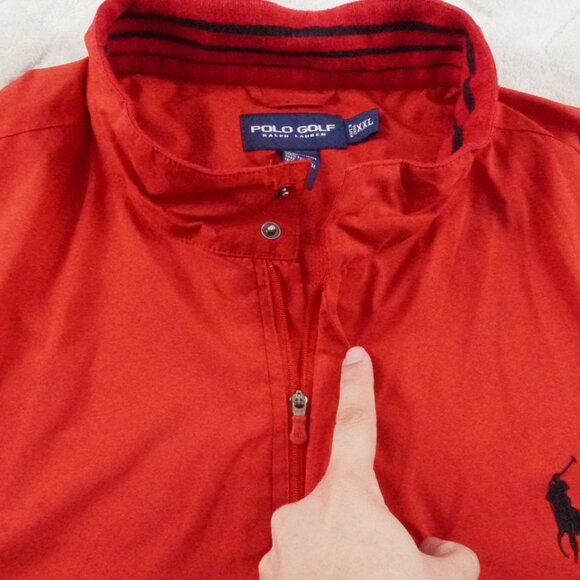 Polo Ralph Lauren Windbreaker Jacket Mens 2XL Red Short Sleeve Pull Over Golf - Picture 4 of 12